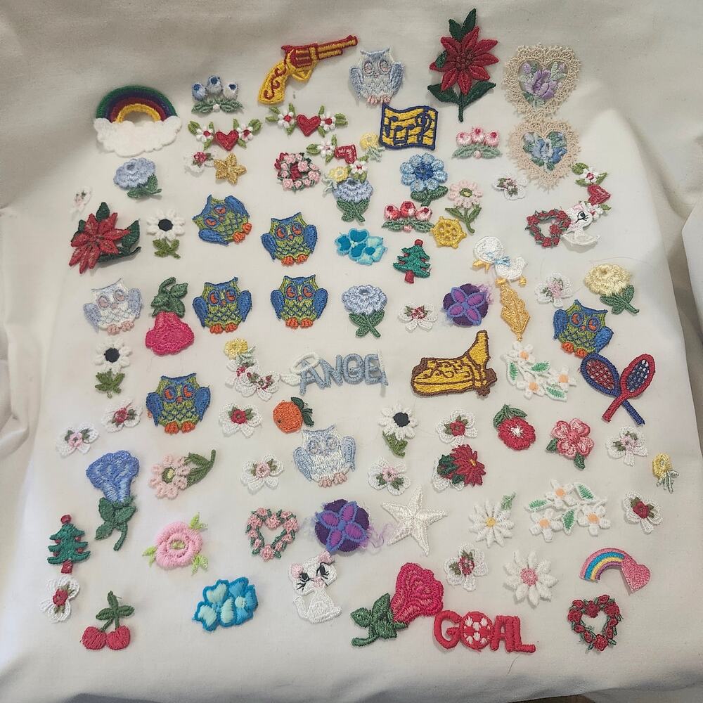 92 Small Appliques Patches Flowers Animals Rainbow Hearts LB